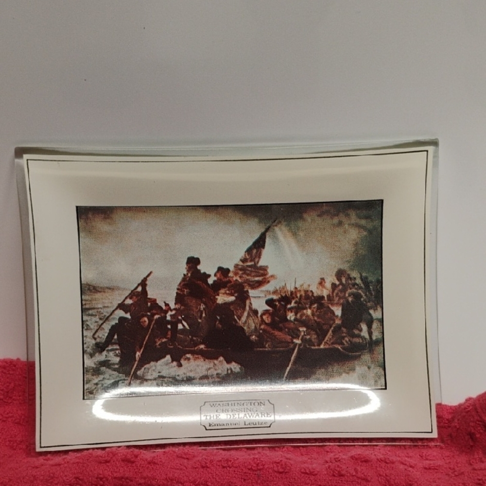 Patriotic Glass Plate with Historical Scene
